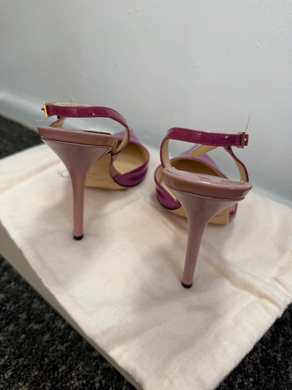 Jimmy Choo Volt Patent Pointed Slingback kitten heel, Orchid/Cyclamen.