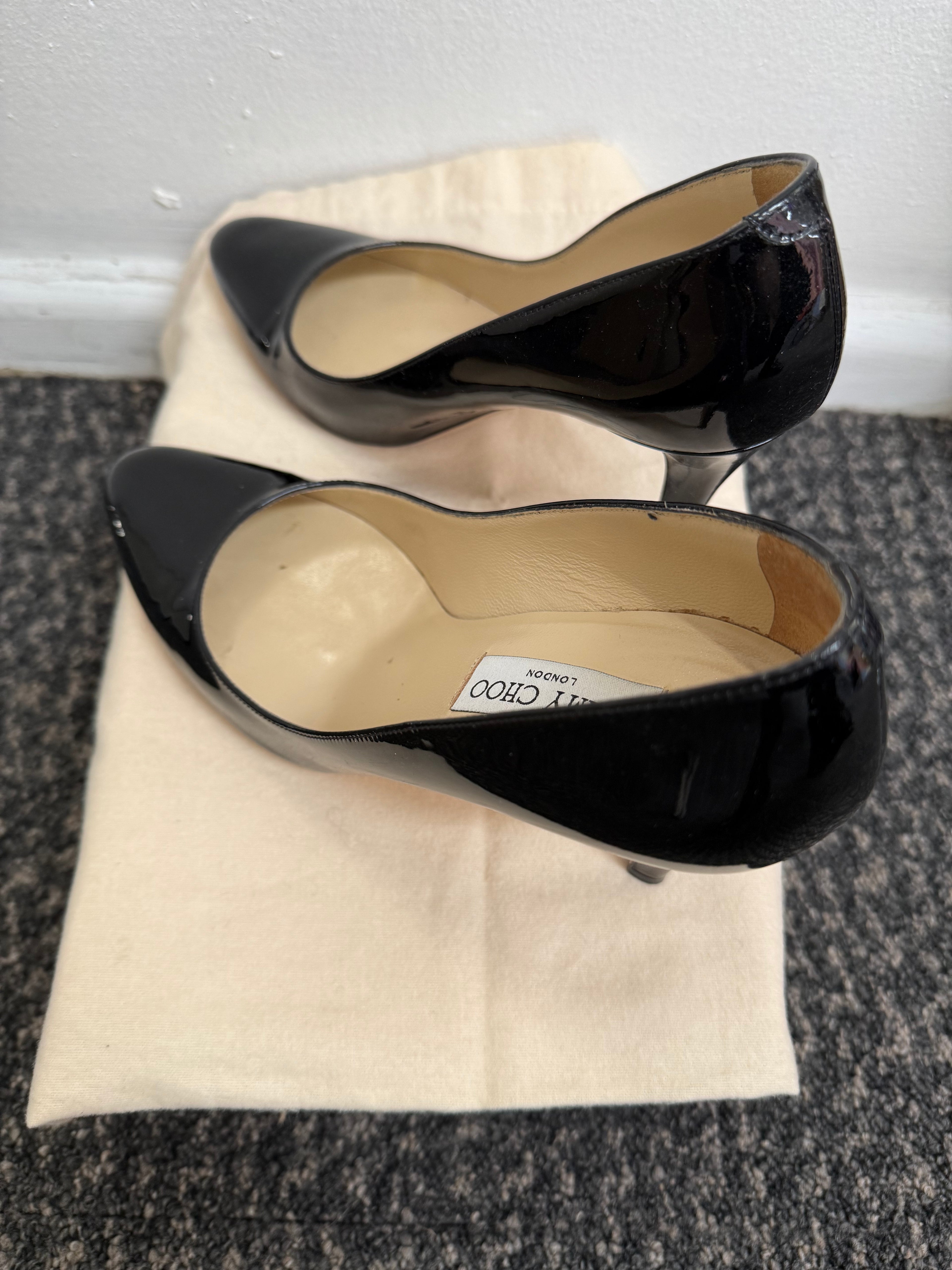 JIMMY CHOO BLACK PATENT HEELS
