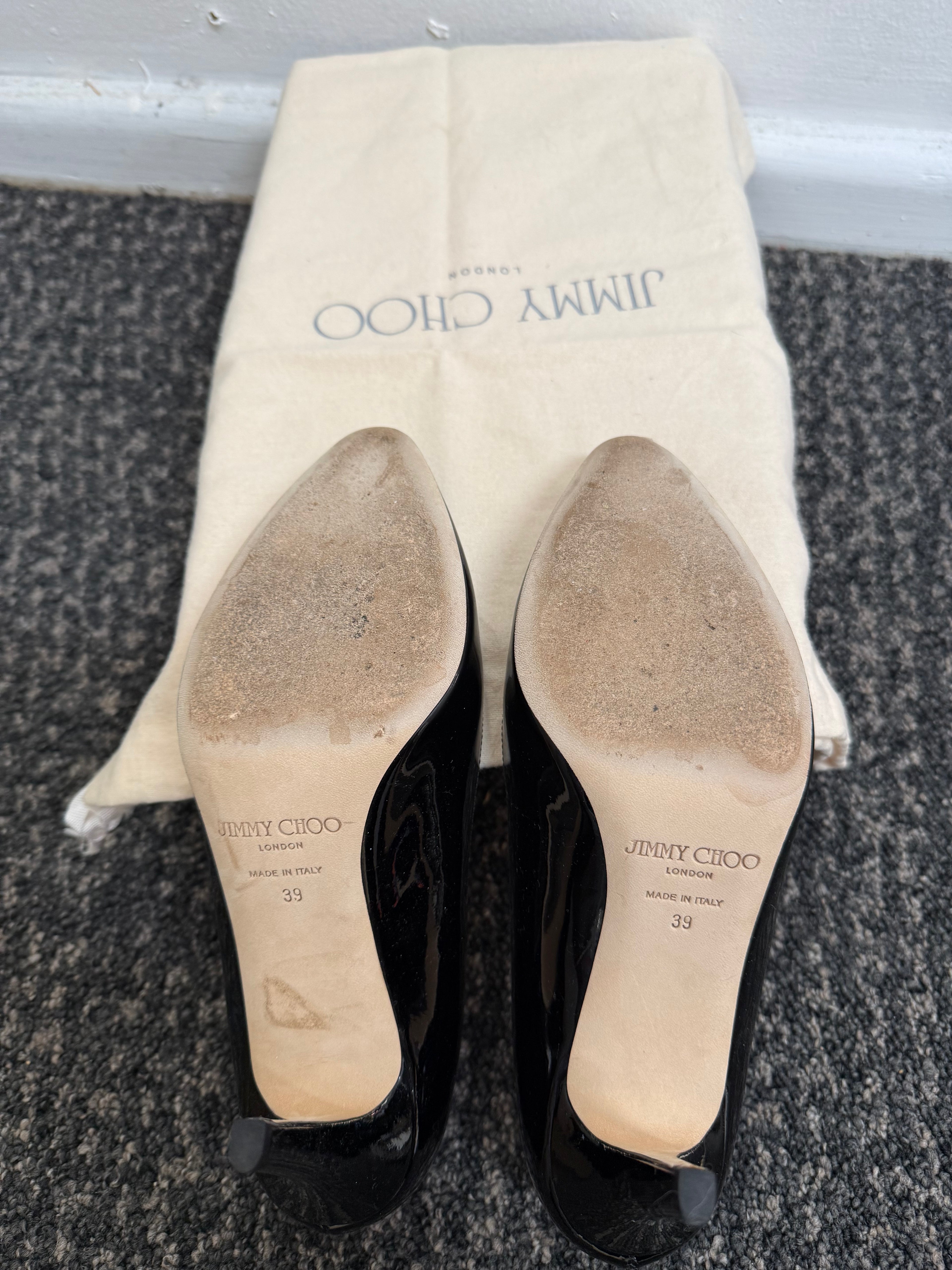 JIMMY CHOO BLACK PATENT HEELS