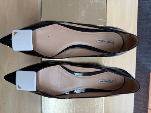 EMPORIO ARMANI LOW POINTED TOE PATENT LEATHER SHOES