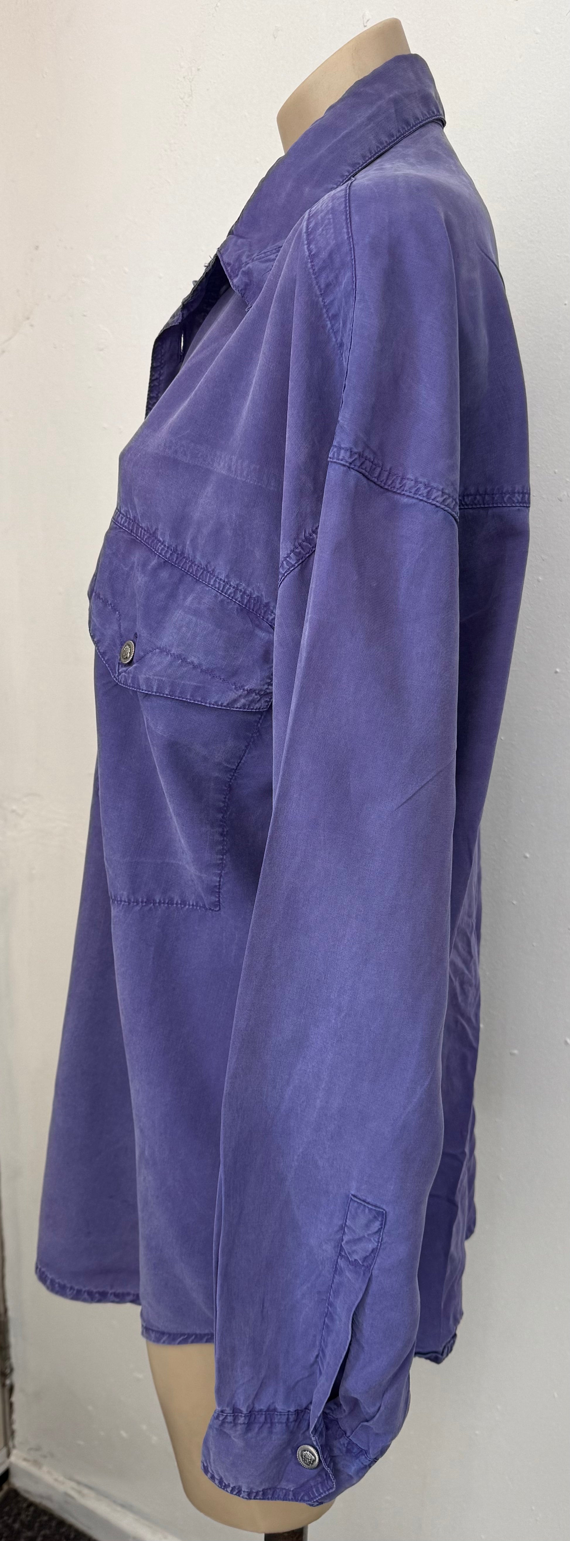 Versace Blue Lyocell Button-Up Shirt