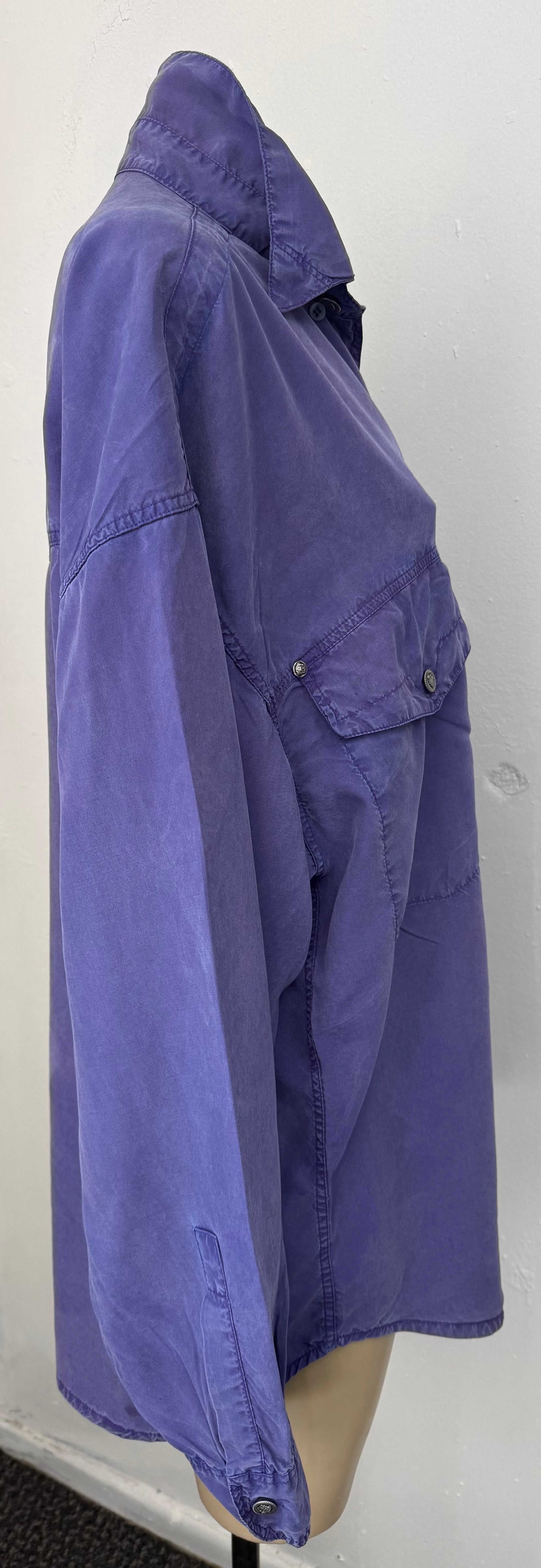 Versace Blue Lyocell Button-Up Shirt