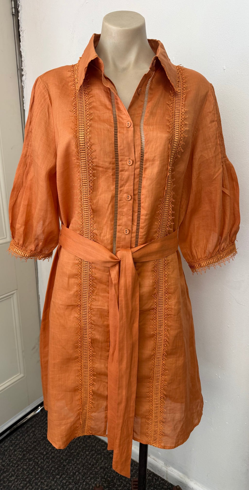 GDS by Helenam Orange Embroidered Frill Dress
