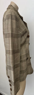 Escada Double Breasted Plaid Linen Jacket