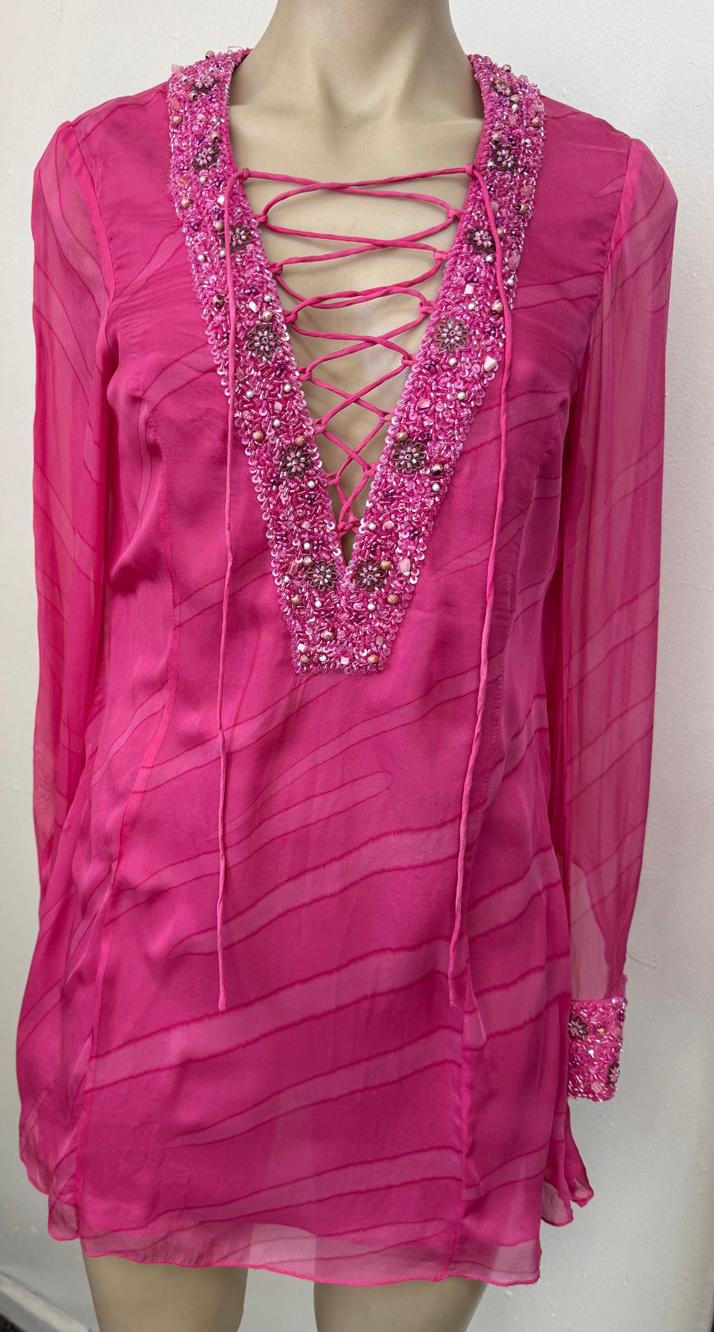 Camilla Silk Pink Rhinestone Shirt