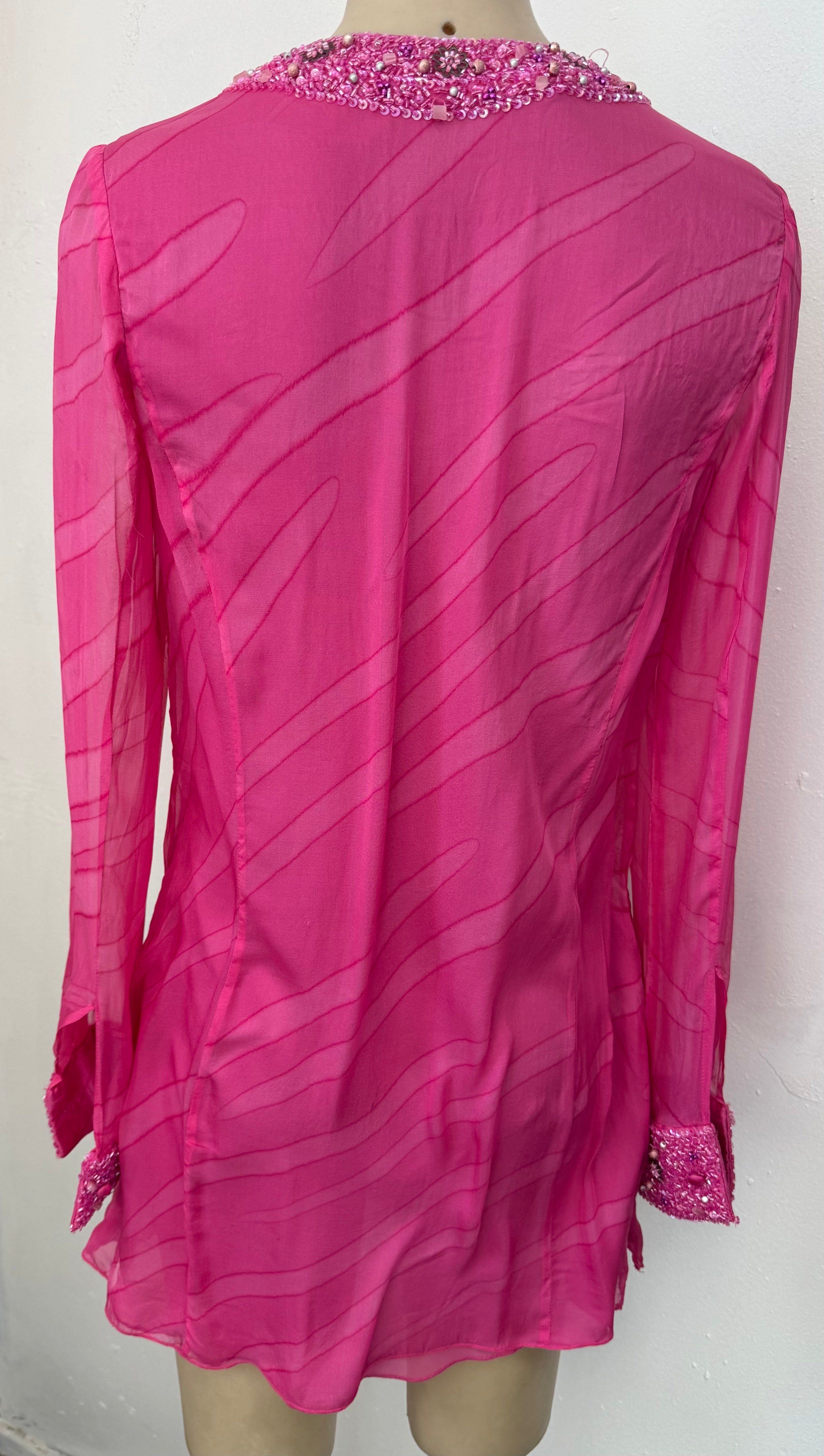Camilla Silk Pink Rhinestone Shirt