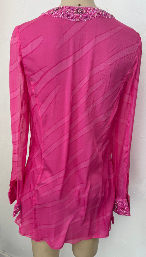 Camilla Silk Pink Rhinestone Shirt