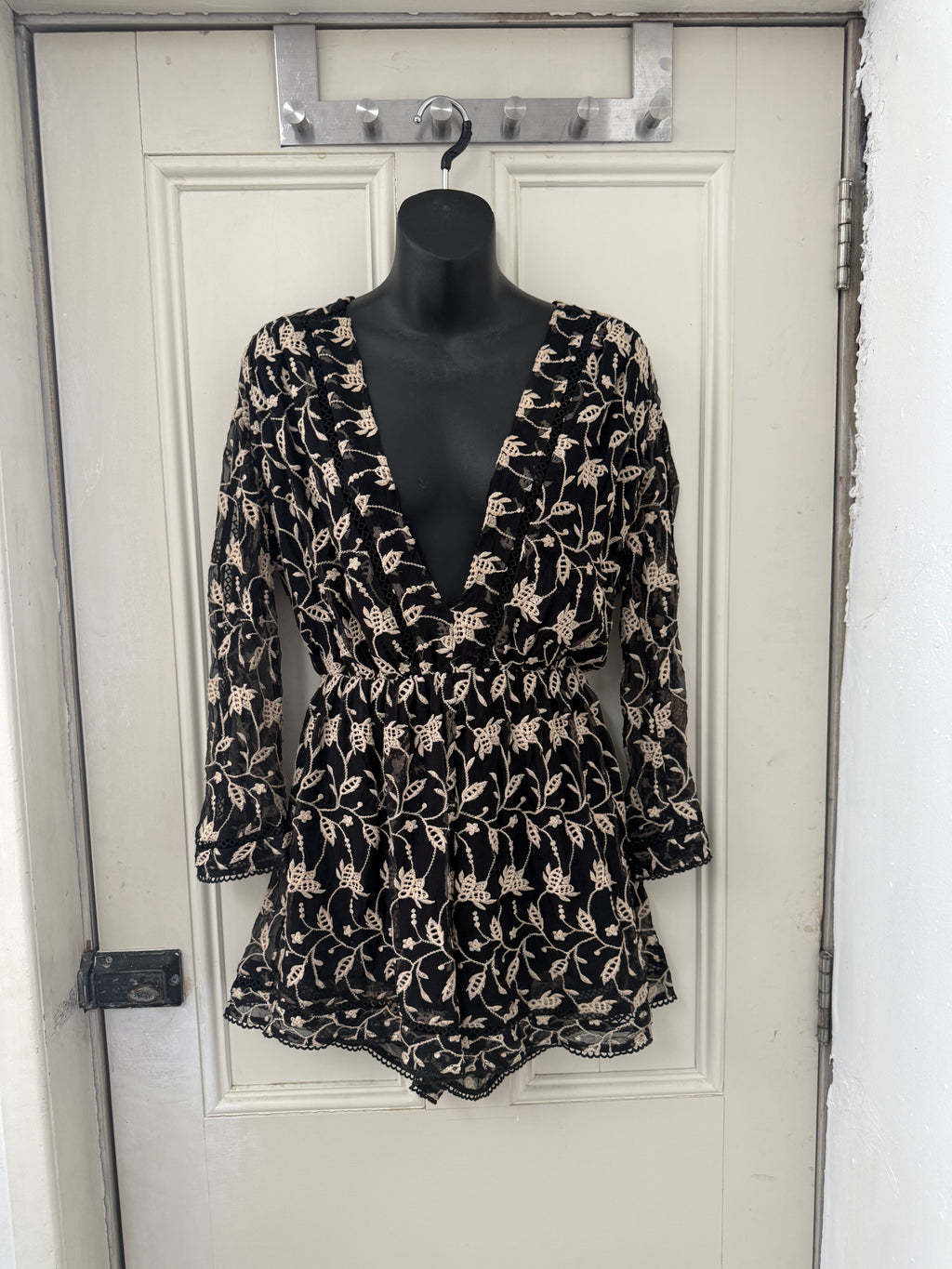 Zimmermann Jumpsuit — Black with Gold Floral Design
