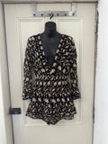 Zimmermann Jumpsuit — Black with Gold Floral Design