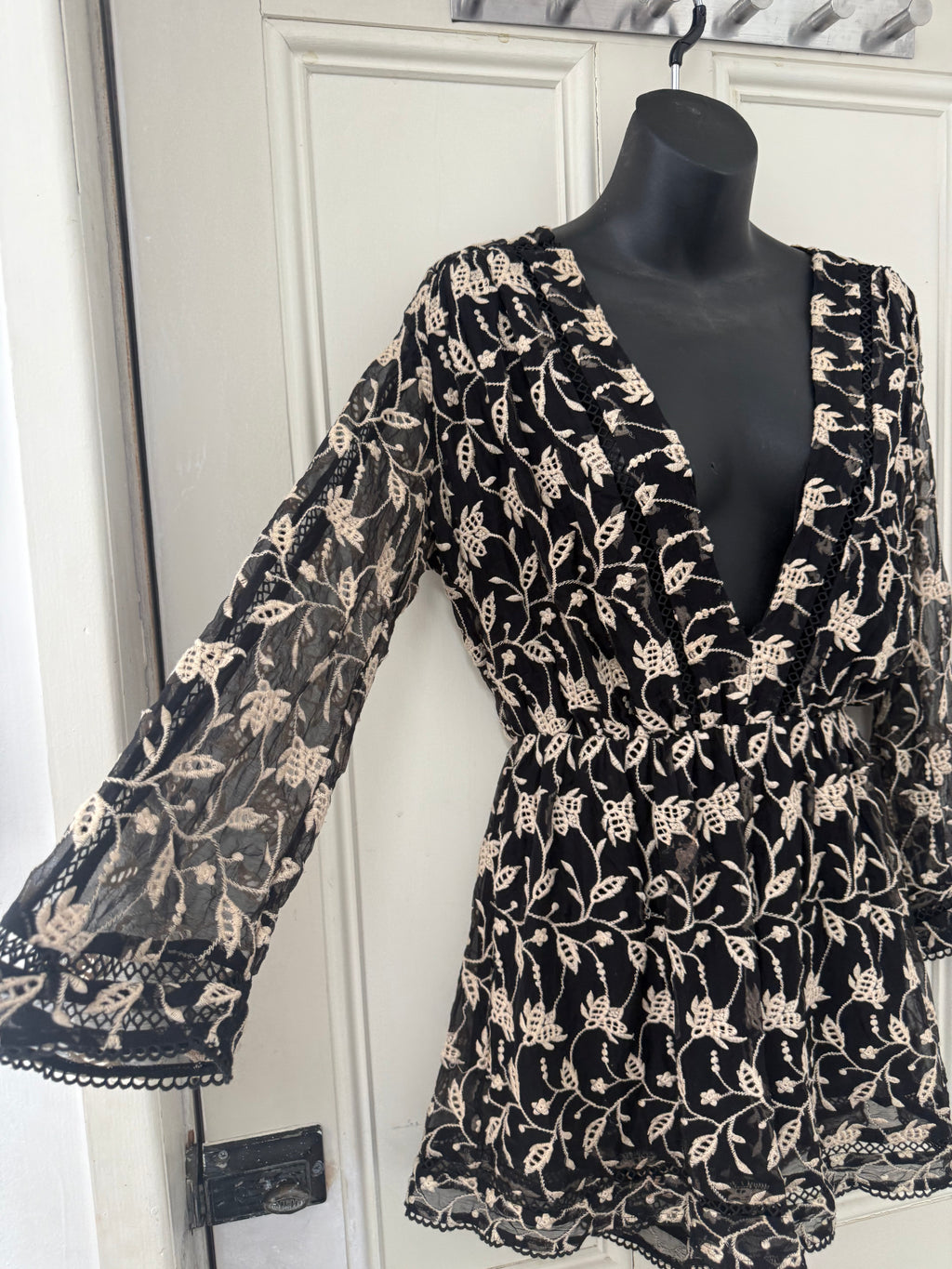 Zimmermann Jumpsuit — Black with Gold Floral Design