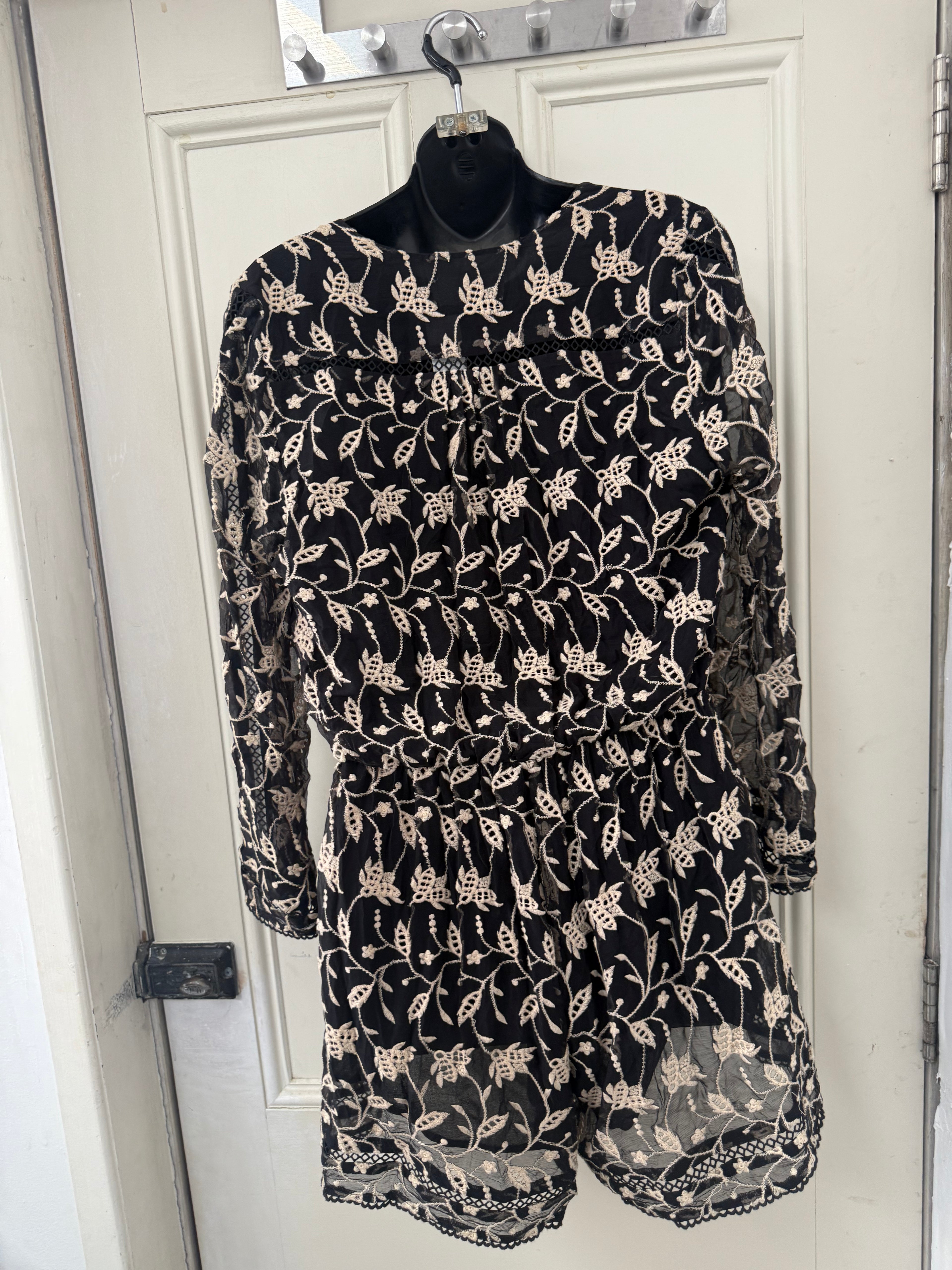 Zimmermann Jumpsuit — Black with Gold Floral Design