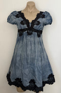 Dolce & Gabbana Washed Cotton & Black Lace Short Dress