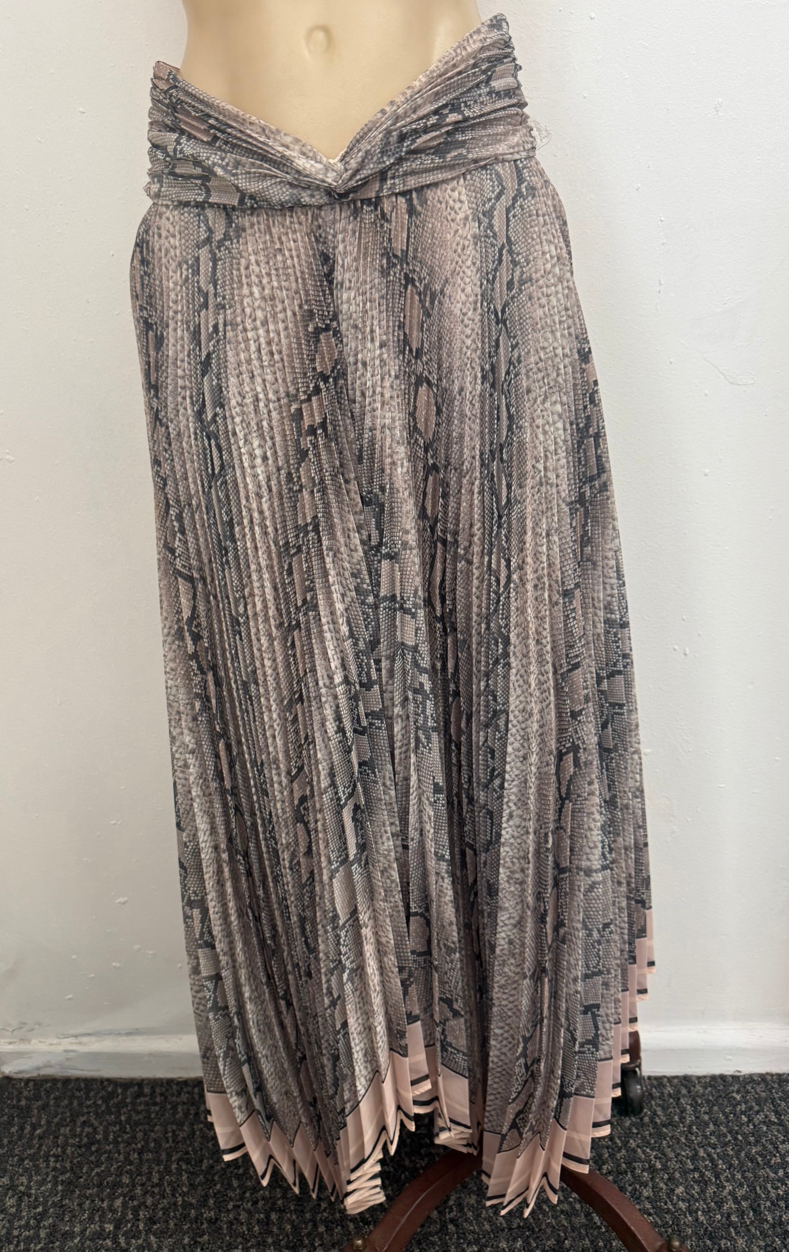 Zimmermann Pleated Animal Print Maxi Skirt