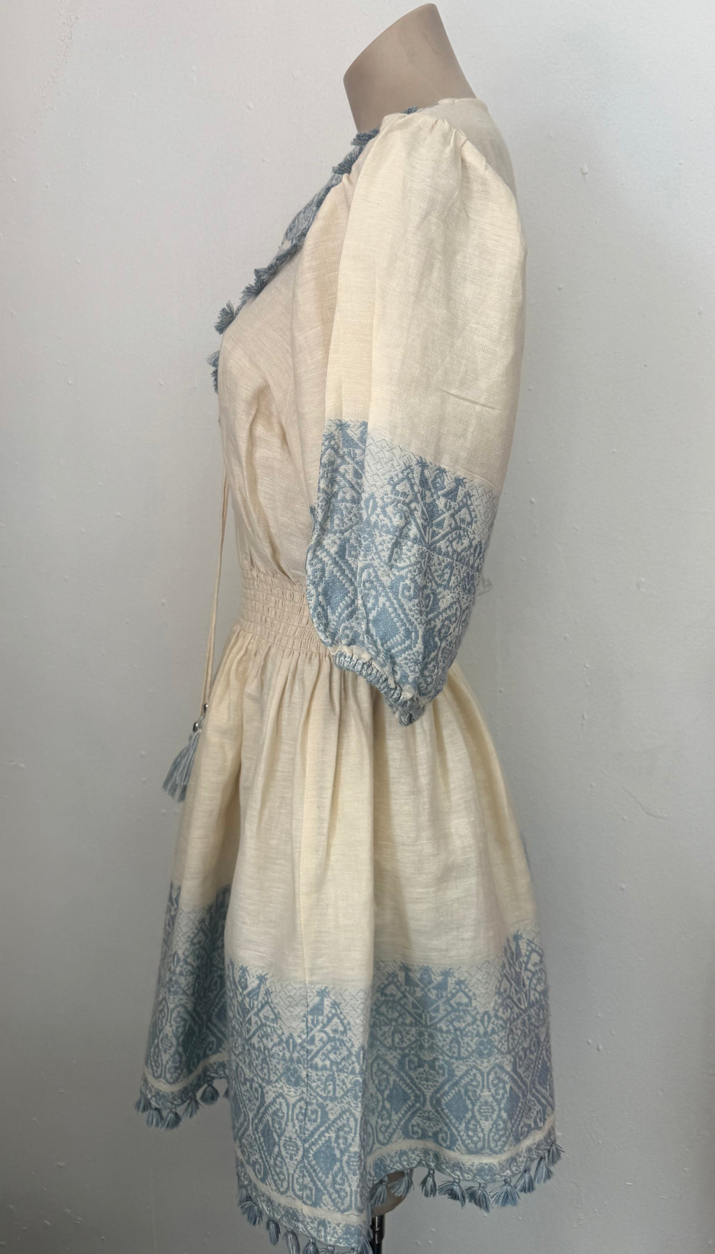 Zimmermann Blue & Cream Cotton Linen Dress