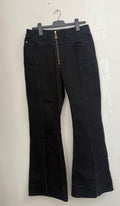 AJE Black Denim Jeans with Gold Zip, Size 14