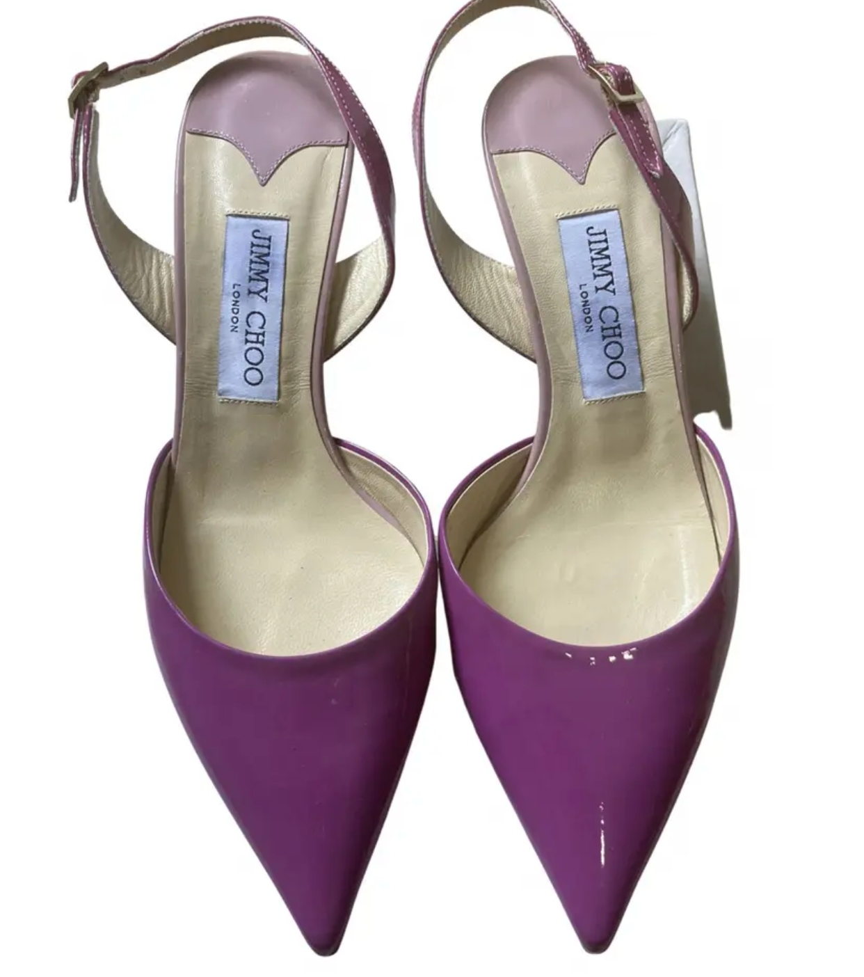 Jimmy Choo Volt Patent Pointed Slingback kitten heel, Orchid/Cyclamen.